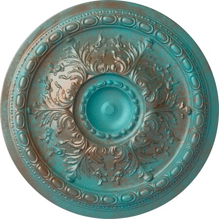 Ekena Millwork Stockport Ceiling Medallion (Fits Canopies up to 6 1/4"), 28"OD x 2 3/4"P, Copper Green Patina CM28STCGS